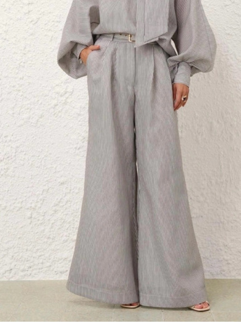 ZIMMERMANN HYPNOTIC WIDE LEG PANT NAVY STRIPE